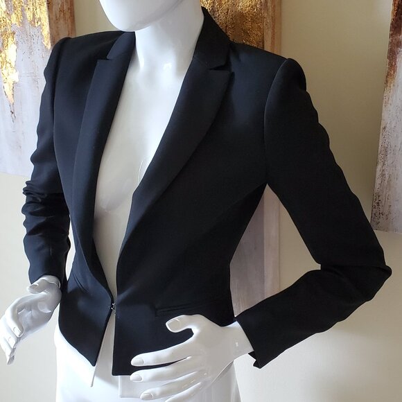 BCBGMAXAZRA Black/White Trim Spencer Blazer Jacket SZ XS - Picture 5 of 10